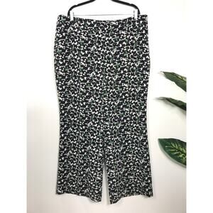 Boden 20/22 Dress Pants Black Green Floral Pattern Wide Leg Fall Plus Curvy Easy